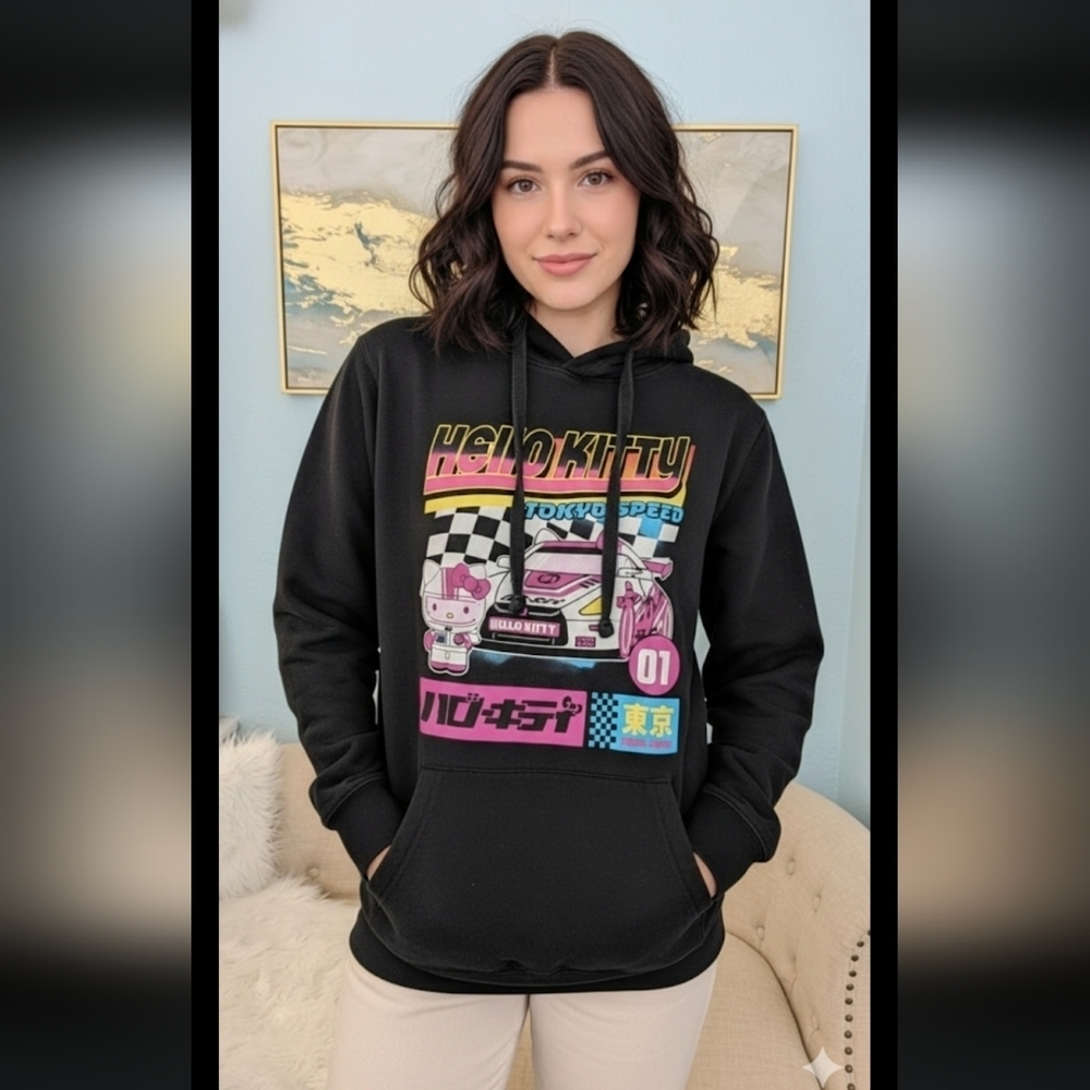 Hello Kitty Tokyo Speed Black Hoodie Woman's Size XS